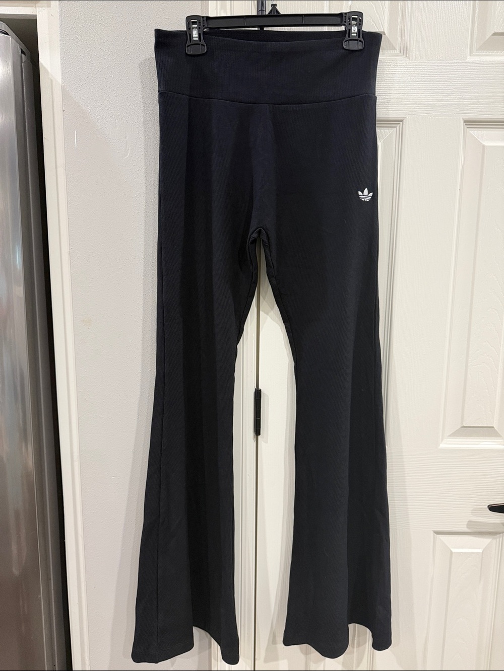 adidas women’s Black Flared Leggings with Trefoil Logo